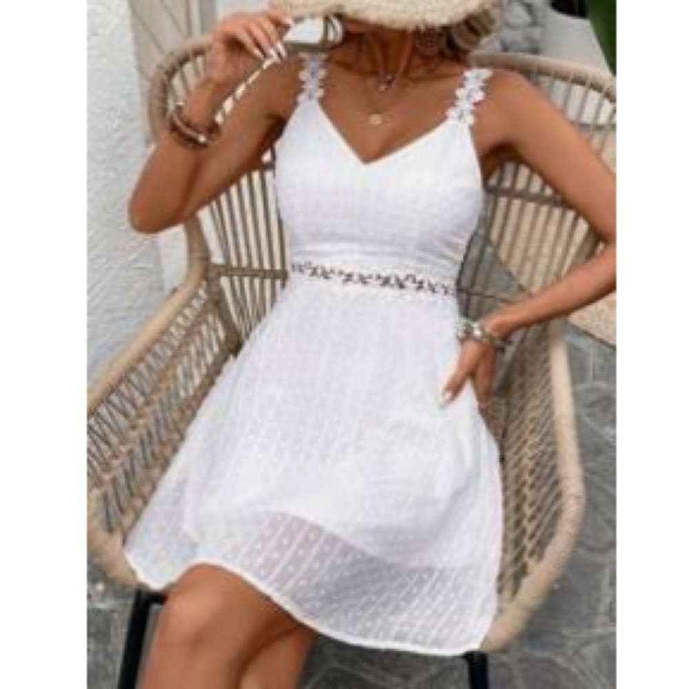 V-Neck White dress